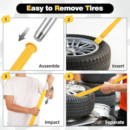 Heavy Duty Tire Bead Breaker Slide Hammer Kit 46.3" Portable Tire Changing Tool with Duck-Billed Hammer & Tire Lever Set for Car Truck Trailer SUV ATV Tractor – Manual Bead Separation Impact Tool