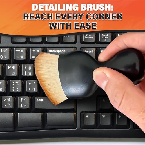 NADOBA Car Interior Cleaning Brush Set of 3, 2.29" x 3.98", Nylon Bristles | Car Interior Brush; Waterproof Plastic Handle, Transparent Storage Case; Reaches Dashboard, AC Vents, and Console