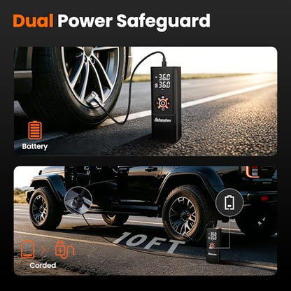 S9 Portable Air Compressor, 21s Ultra Fast Inflate, 2 In 1 Tire Inflator with Safety Hammer & Premium Gift Box, Cordless with Dual Power Supply, 150 PSI Electric Air Pump for Car,Bike,Truck