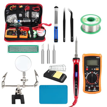 Soldering Iron Kit, 120W Soldering Tools with LCD Digital Display, 180°-500°C / 356°-932°F Adjustable Temperature, Auto Sleep, 907 Series Tips, for Electronics Repair, Jewelry, DIY Projects
