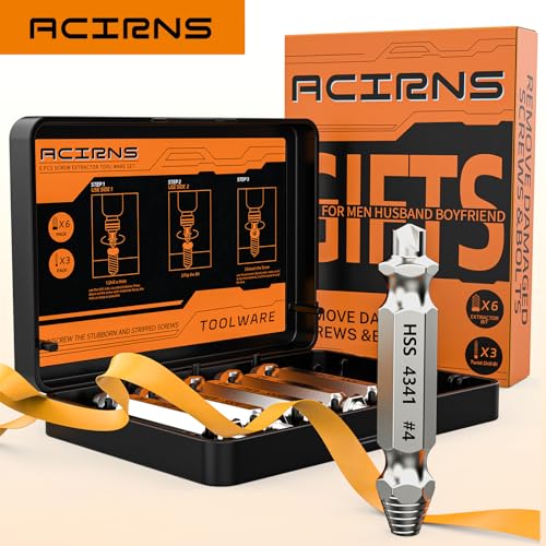 Damaged Screw Extractor Set,Fathers Day Gifts for Dad from Daughter Son,Gifts for Men,Christmas Stocking Stuffers for Men Husband Boyfriend, Cool Stuff Gadgets (white)