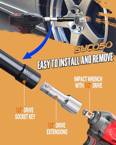 SUCOSO 10 Spline Lug Nut Key Replacement for TA20-1/2 with 1/2" Drive | Fit Bimecc M14x1.5 10 Spline Lug Bolts and M12x1.5 Lug Nuts, Fit Impact Wrench and Extensions
