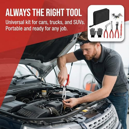 Automotive Electrical Disconnect Pliers Set - Hose Clamp & Connector Removal Tool Kit for Mechanics, Includes Straight & 60 Degree Pliers, Terminal Separator with Storage Bag