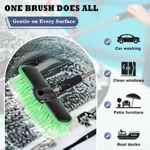 Car Wash Brush Head 10", Soft Bristle Car Cleaning Brush Srub Brush Attachment for Extension Pole, Outdoor Cleaning Tool for Window, Wall, Floor, Deck, Patio （4 Pack） - size: 4 Pack