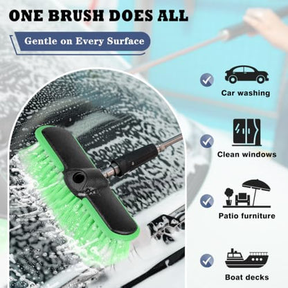 Car Wash Brush Head 10", Soft Bristle Car Cleaning Brush Srub Brush Attachment for Extension Pole, Outdoor Cleaning Tool for Window, Wall, Floor, Deck, Patio （4 Pack） - size: 4 Pack