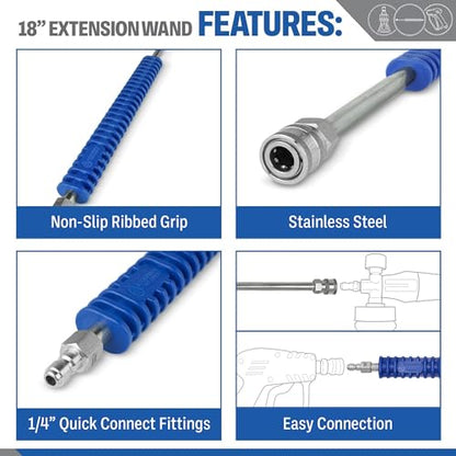 Essential Washer Brass Pressure Washer Gun and Hose Kit | M22 Adaptors | 18" Extension Wand | Nozzle Guard - style: Brass Non Swivel Gun With Wand/Hose