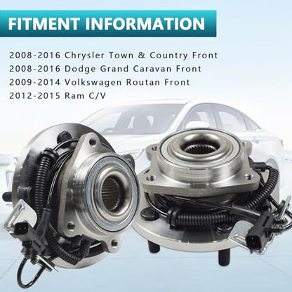 513273 Front Wheel Bearing Hub Assembly for Chrysler Town & Country 2008-2016, Dodge Grand Caravan 2008-2016, Volkswagen Routan 2009-2014, Ram C/V 2012-2015 (2PCS) - size: 513273