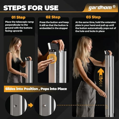 gardhom 5FT Adjustable Wheelchair Ramp 60" L x 7.4" W Telescopic Ramps for Wheelchairs 600lbs Portable Wheelchair Ramps for Steps Home Threshold Doorways Steps Stairs with Carrying Bag, 1Pair - size: 5FT(can be used as 3FT or 5FT)