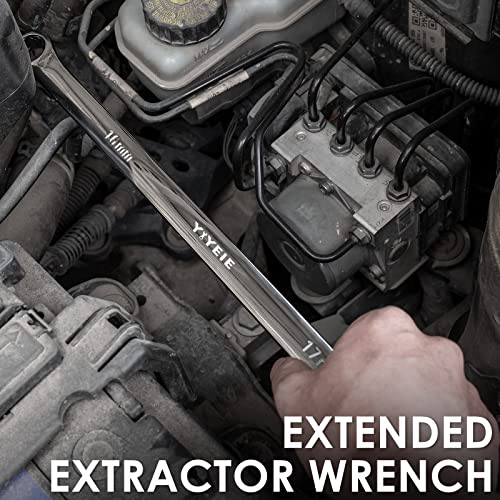 YIYEIE 5-Piece Extra Long Box End Wrench Set, Metric 8mm-19mm, 6 Point Extended Bolt Extractor Wrench, CR-V Labor-Saving Aviation Spanner with EVA Foam - color: Extra Long | Extractor Wrench
