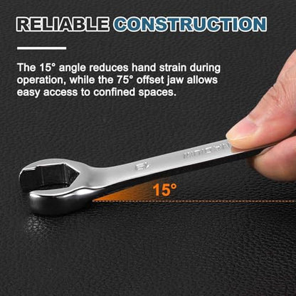 HARFINGTON 2 Pcs Flare Nut Wrench 6mm x 8mm Metric Double Open End Thick Spanner Mirror Polish Finish 45# Steel Brake Line Wrench For Fuel Tube Hose Transmission Line, Silver - size: 6mm x 8mm