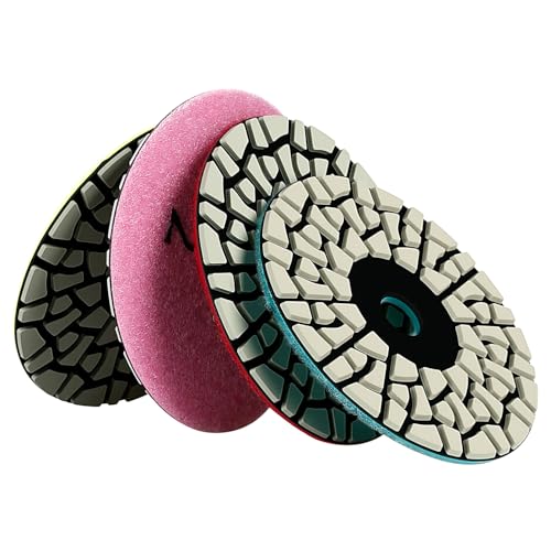 4 Inch Diamond Polishing Pads 4PCS Wet Dry Buffing Discs for Angle Grinder Polisher, Flexible Stone Buff Pads for Marble Granite Quartz Tile Countertop Mirror Finishing