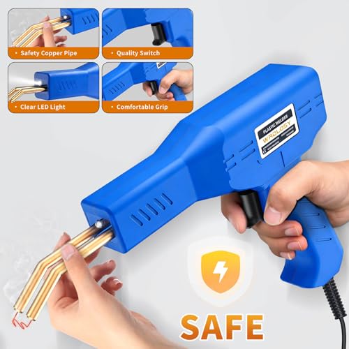 Plastic Welder, 1200PCS Staples, Plastic Welding Kit, Must Have for DIYers, Instant On/Off, Welder Kit, Bumper Repair, Portable Toolbox (Blue)
