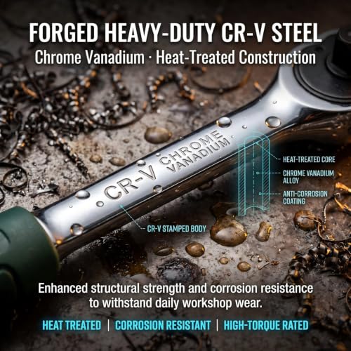 72-Tooth Drive Ratchet Wrench for Socket Set, Reversible Chrome Vanadium Steel Socket Wrench for Auto Repair, Quick-Release Ergonomic Hand Tool(6.35mm) - color: 6.35mm