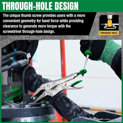 SK 6.5" Long Nose Locking Pliers, Vice Grips, Premium CR-V Steel | Vise Grip Pliers, Nickel-Plated Finish, Ergonomic Anti-slip Handle, Ideal for Welding or Assembly - size: 6.5"