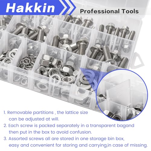 244PCS M6-1.0 M8-1.25 Flange Hex Head Bolts and Nuts Kit, M6 M8 Metric Flange Hexagon Screws Serrated Nuts Washers, 304 Stainless Steel M6 Bolt M8 x 1.25 Bolt Screw Set Hakkin - size: 244PCS M6 M8 Flanged Bolts Silver