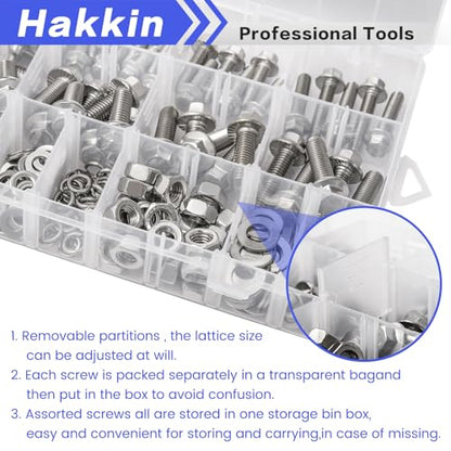 244PCS M6-1.0 M8-1.25 Flange Hex Head Bolts and Nuts Kit, M6 M8 Metric Flange Hexagon Screws Serrated Nuts Washers, 304 Stainless Steel M6 Bolt M8 x 1.25 Bolt Screw Set Hakkin - size: 244PCS M6 M8 Flanged Bolts Silver