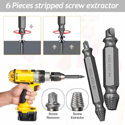 5PCS Damaged Screw Extractor Tools Sets, Stripped Screws Nuts & Bolts Drill Bit Tools for Easy Removal(Siver) - color: Silvery