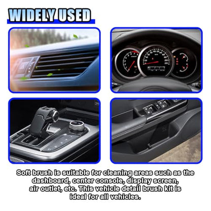 BDZMC Car Detailing Brush, Ultra Soft Bristles XL Synthetic Brush, Auto Interior Dusting Brush with Storage Rack, Car Cleaning Tool for Vehicle Air Conditioner Vents, Dashboard, Leather - color: Red