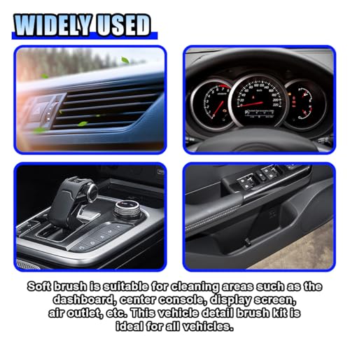 BDZMC Car Detailing Brush, Ultra Soft Bristles XL Synthetic Brush, Auto Interior Dusting Brush with Storage Rack, Car Cleaning Tool for Vehicle Air Conditioner Vents, Dashboard, Leather - color: Red