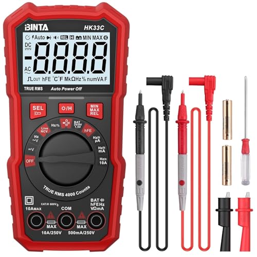 BINTA Digital Multimeter 4000 Counts TRMS NCV Auto-Ranging Voltmeter Multimeter Tester | AC/DC Current Voltage Meter | Measures Voltage, Resistance, Capacitance, Duty Ratio, Continuity for Automotive - style: 4000 Counts