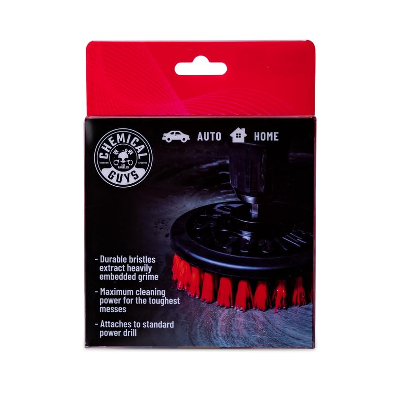 Chemical Guys, Heavy Duty Spinner Multi-Surface Drill Brush, Red, Scrubber | Powered drill brush scrubs heavy dirt and grime from grout, tubs, tires and mats, fits any standard drill - style: Heavy Duty