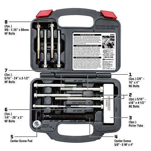 Powerbuilt Heavy Duty Steering Wheel Puller Tool Set, Removes steering wheels with tapped holes, For most domestic and imported vehicles, 14 Pc. with Storage case - 648645 - style: 14 Piece