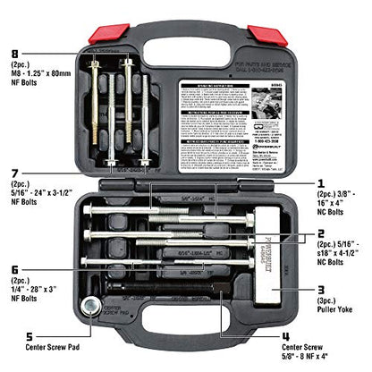 Powerbuilt Heavy Duty Steering Wheel Puller Tool Set, Removes steering wheels with tapped holes, For most domestic and imported vehicles, 14 Pc. with Storage case - 648645 - style: 14 Piece
