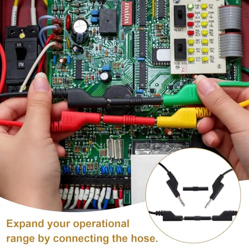 30 PCS Banana Plug Silicone Test Leads Kit, 4mm Stackable Colorful Silicone Banana Plug with Threading Probe, Connection Hose, Alligator Clips, Probe Holder, 100cm Test Probe Leads Wire Cable