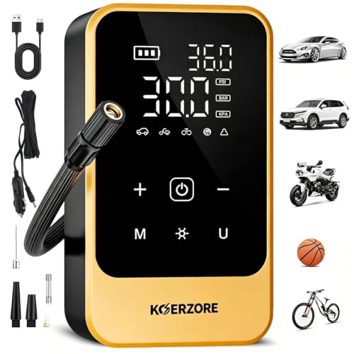 Tire Inflator Portable Air Compressor, Cordless Air Pump with 150 PSI, Electric Mini Bike Pump with Digital Pressure Gauge for Auto, Motorcycle, Bicycle, Balls, Car Accessories