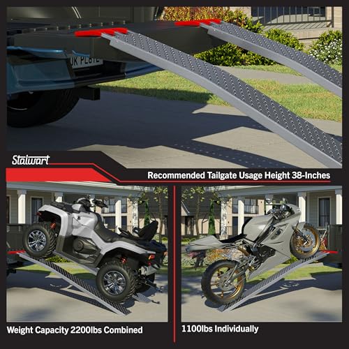 Loading Ramps - Set of Two 69-Inch Ramps for ATVs, Motorcycles, Mowers, Carts, and More - 2200lb Combined Capacity Car Ramp Set by Stalwart - size: 69-Inch