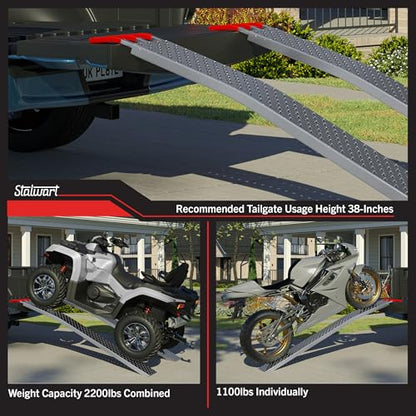 Loading Ramps - Set of Two 69-Inch Ramps for ATVs, Motorcycles, Mowers, Carts, and More - 2200lb Combined Capacity Car Ramp Set by Stalwart - size: 69-Inch