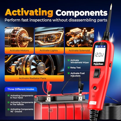Autel PowerScan PS100 Automotive Circuit Tester 2.0, 12-24V Power Circuit Probe Tool, Electrical Short Open Circuit Finder, AC/DC/Resistance/Component/Signal/Test Light Automotive, 20ft Extension Cord
