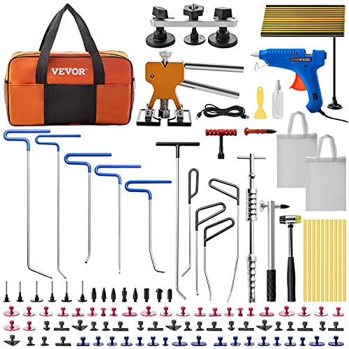 VEVOR Dent Puller Kit, 116 PCS Paintless Dent Repair Kit with Remover Tools, Golden Lifter & Glue Tabs for Car Dents, Door Ding Repair