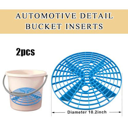 2 PCS Car Wash Bucket Insert, Plastic Wash Bucket Insert Removes Dirt Debris for Car Detailing Cleaning, Auto Detail Grit Trap Fits 12 Inch Diameter or 3-5 Gallon Bucket (Blue) - color: Blue