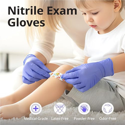 SwiftGrip Disposable Nitrile Exam Gloves, 3mil, Large, Box of 100, Violet Nitrile Gloves Disposable Latex Free for Medical, Cleaning, Cooking & Esthetician, Food-Safe, Powder-Free, Purple - size: Large