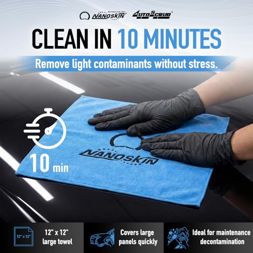 Nanoskin AUTOSCRUB Surface Prep Towel Fine Grade- Patented Clay Bar Replacement Tool to Remove Embedded Contaminants Before Wax & Coating | Safe for Painted Surface, Glass, Plastic, Metal & More, 12" x 12" - style: Fine Grade 12" x 12"
