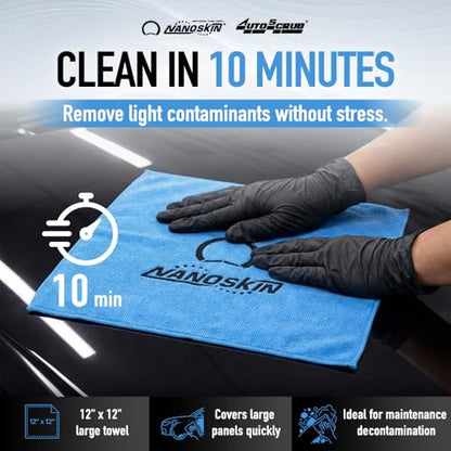 Nanoskin AUTOSCRUB Surface Prep Towel Fine Grade- Patented Clay Bar Replacement Tool to Remove Embedded Contaminants Before Wax & Coating | Safe for Painted Surface, Glass, Plastic, Metal & More, 12" x 12" - style: Fine Grade 12" x 12"