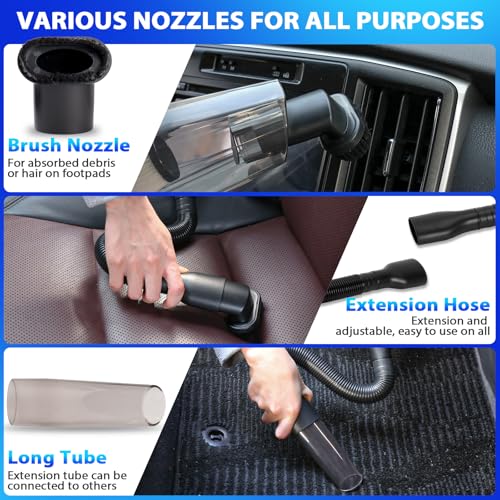 THINKWORK Car Cleaning Kit, Car Vacuum Kit, Gray Car Interior Detailing Kit with 8000PA High Power Vacuum, Including 7Pcs Detailing Brush Set and Bag - color: Gray(20pcs)