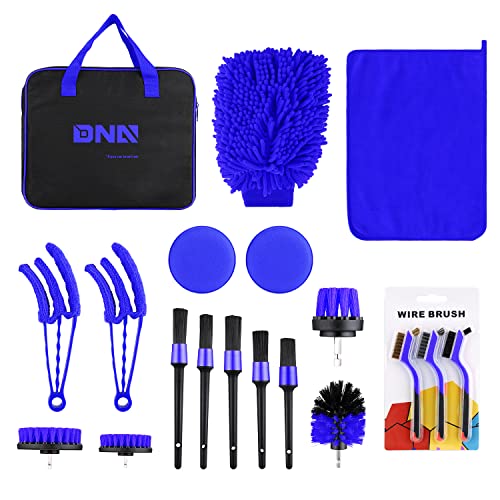 DNA Motoring Car Detailing Brush Cleaning Tools Set with Carry Bag for Auto Interior & Exterior Wheel Dashboard Vent, TOOLS-00279 - style: Detailing Brush set Blue