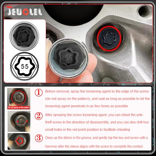 055 Wheel Locking Nut Key Compatible with BMW Series, (Socket OD 27mm - ID 25mm), Wheel Lock Nut Socket Adapter, Wheel Anti-Theft Lug Nut Removal Tool, Anti-Theft Screw Remover - color: Socket 055