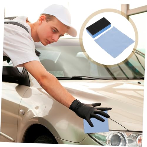 STOBAZA 1 Set Tire Shine Applicator Sponge Kit Wax Applicator Pads with Polishing Cloth for Car Detailing Durable Versatile Automotive Waxing Tool for Easy Application and Reliable