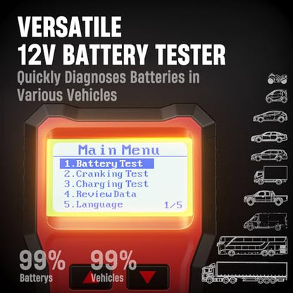 ANCEL BST100 Car Battery Tester 12V, 100-2000 CCA Load Tester Digital Automotive Alternator Battery Analyzer Charging Cranking Tester for Car, Motorcycle, SUV, Boat