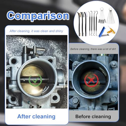 lasuroa Carburetor Jet Cleaning Kit, Includes 23 Needles 5 Nylon Brushes 1 Scraper 4 Cleaning Hooks & 3 Double Headed Brushes Torch Tip Cleaner for Motorcycle ATV Chainsaw & Welder Maintenance