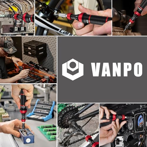VANPO Torque Screwdriver Set 10-60 in-lb, 99-Piece Torque Driver Kit | with T-Bar & 1/4" Quick-Change Adapter, Adjustable for Scope Mounting, Bicycle & Electronics Maintenance - size: 10-60 in.lb