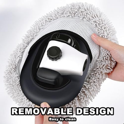 Car Wash Mop with Long Handle 15° Curved Extension Microfiber Scratch-Free Car Wash Brush with 1300GSM Thickened Drying Towel & Soft Bristle Tire Brush Complete Car Wash Kit (White & Grey) - color: White & Grey