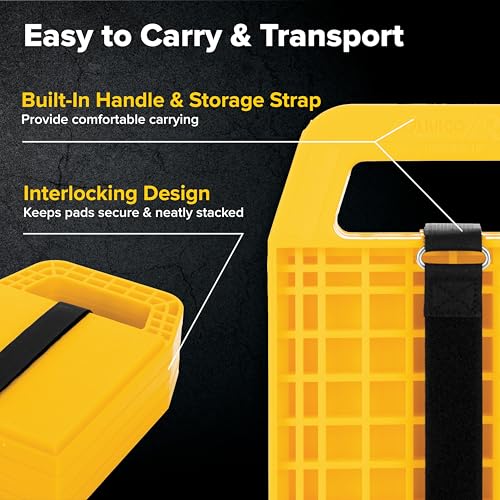 Camco RV Stabilizing Jack Pads - Features Interlocking Design & Includes Handy Strap for RV Storage and Organization - Molded of Strong UV Stabilized Polypropylene - 4-Pack (44595) - size: 6.2-Inch x 6.2-Inch, style: Pack of 4