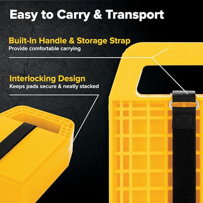 Camco RV Stabilizing Jack Pads - Features Interlocking Design & Includes Handy Strap for RV Storage and Organization - Molded of Strong UV Stabilized Polypropylene - 4-Pack (44595) - size: 6.2-Inch x 6.2-Inch, style: Pack of 4