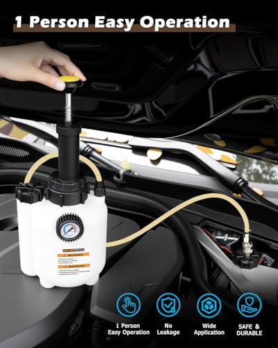 DAYUAN 3L Hand Brake Fluid Bleeder Bleeding One Man Tool Kit | Fits Most European Models, Quick Release & Locking Chuck, E20 Adapter, 3L Pressure Tank, 1L Suction Tank