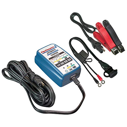 Tecmate Optimate 1 Global, TM-401, 4-Step 12V 0.6A Battery Charger-maintainer - style: OptiMATE 1, 12V 0.6A Plug In Maintainer