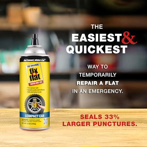Fix-A-Flat S60410 Aerosol Emergency Flat Tire Repair and Inflator, for Compact Tires, Eco-Friendly Formula, Universal Fit for All Compact Cars, 12 oz. (Pack of 1) - size: 12oz